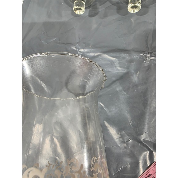 Set of 4 Clear Glass Homco Parklane Candle Holder Floral Etched Scalloped Rim - Picture 10 of 11